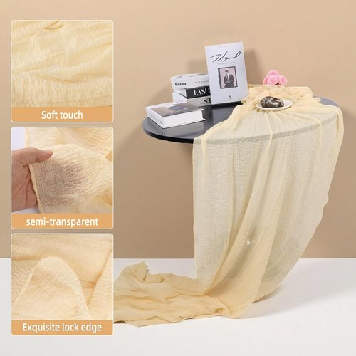 Beige Cheesecloth Table Runner - 35x120 Inches | Rustic Boho Decor for Engagements & Baby Showers
