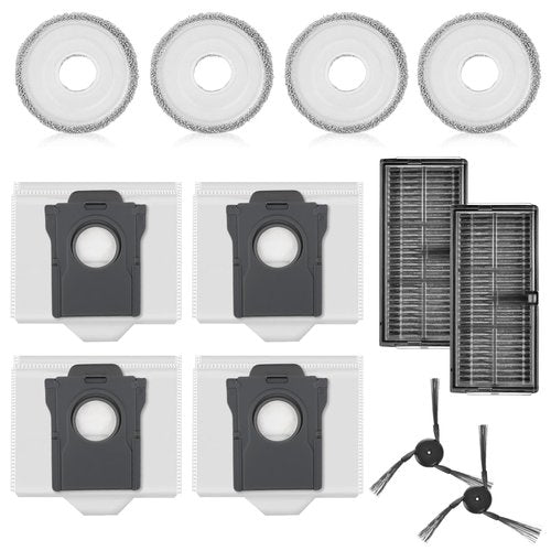AlchemySleek P10 Pro Ultra Replacement Accessories Kit for MOVA P10 Pro Ultra/P50 Pro Ultra Vacuum Cleaner Parts, Include 2 Side Brushes, 2 Filters, 4 Mop Pads, 4 Dust Bags,12Pcs