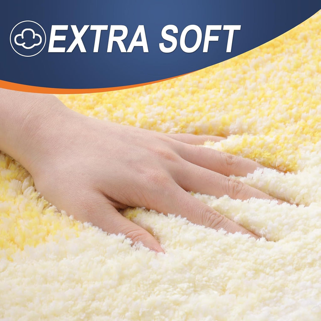 OLANLY Bathroom Rugs - Extra Soft Microfiber Mat 36x24 | Quick Dry, Machine Washable, Rubber Backing, Yellow
