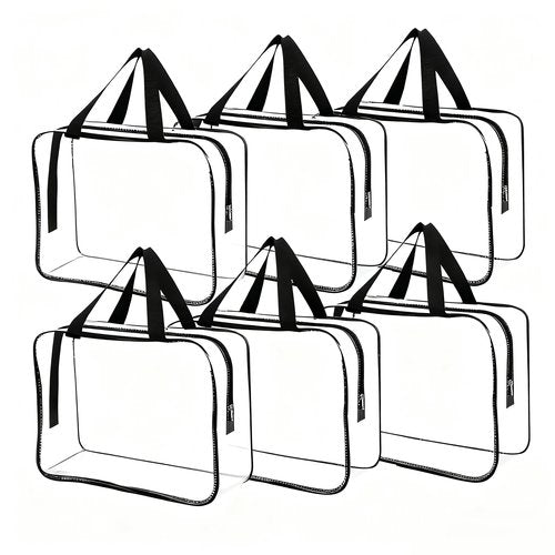 Dismok 6 Pcs Storage Bags with Zipper - Large Board Game Storage with Labels, Clear & Waterproof Toy Organizer for Building Blocks, Puzzles (Black)
