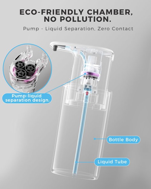 DODO MEKIA Automatic Liquid Soap Dispenser Touchless, 304 Stainless Steel Bottle Body &16.2oz/480ml Rechargeable, 3 Adjustable Liquid Levels, IPX7 Waterproof, for Kitchen Bathroom, Stainless Steel
