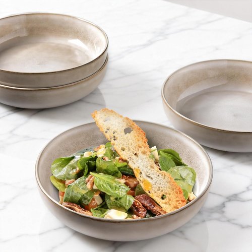 GBHOME Large Ceramic Pasta Bowls Set of 4 - 38oz Stoneware for Pasta, Salad, and Oatmeal | Microwave Safe, Cappuccino