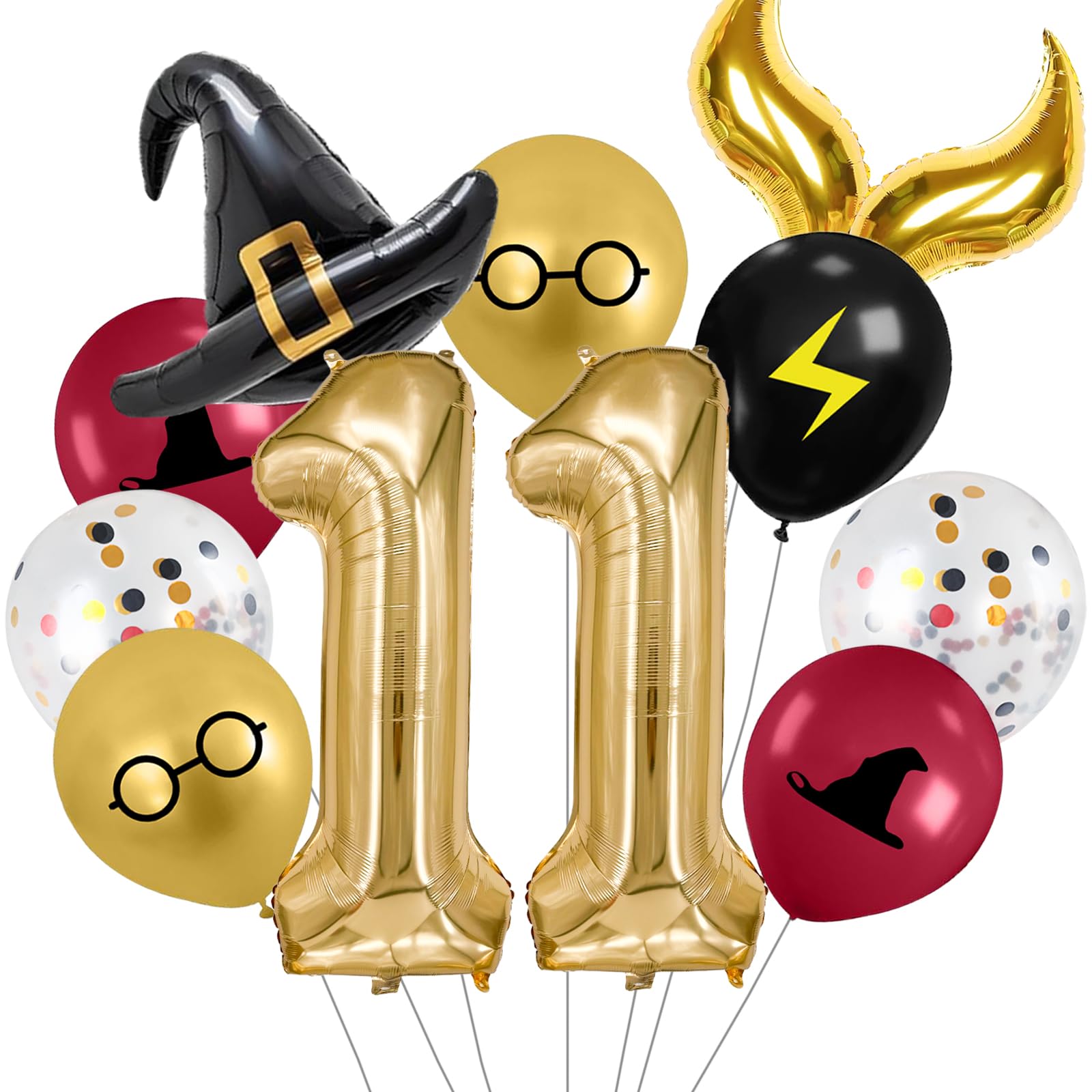 Zailo 40-inch Number Magic Wizard School Balloons, Magic Wizard Themed Party Decorations, Snitch Balloons Suitable for Magic Themed Birthdays Baby Shower Party Supplies (Number 11)