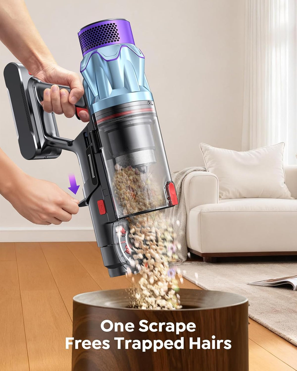 Skiennix Cordless Vacuum Cleaner - 70 Min Runtime, 650W Power, Self-Standing Design | Auto Mode & Wall Mount Charging for Home & Car