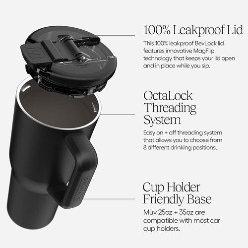 BrüMate Müv 35oz Insulated Coffee Mug - 100% Leak Proof Stainless Steel Travel Cup | Eclipse Color
