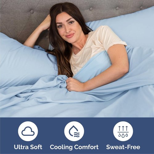 Cal King Size Sheet Set by Oeko-Tex | Comfy, Breathable & Cooling Luxury Bedding - Light Blue, 4 Pieces