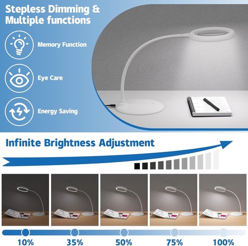 Magnifying Glass with Light - 5X Hands-Free Desk Magnifier for Seniors & Hobbies | Adjustable Stand