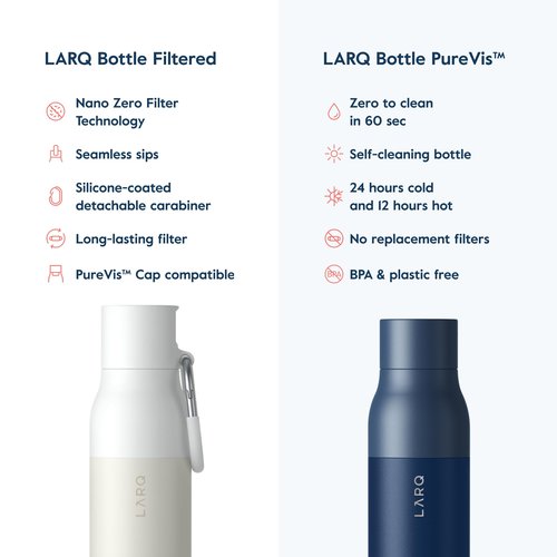 LARQ Bottle Filtered - Insulated Stainless Steel Water Bottle BPA Free with Nano Zero Technology and Long-Lasting Filters, Granite White, 17oz