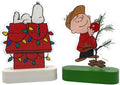 Mark Feldstein Peanuts Holiday LED Tabletop Lights - Snoopy's Doghouse & Charlie Brown Tree | 6 Inch Set of 2