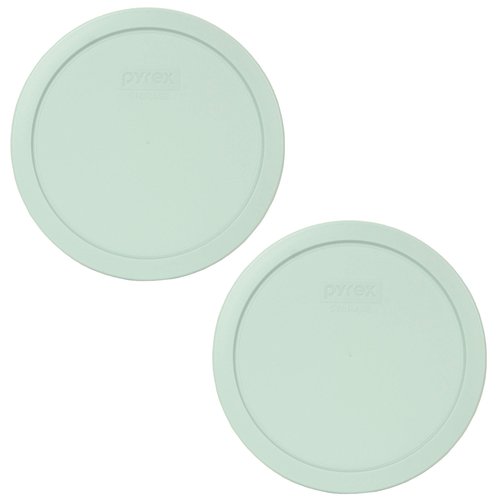 Pyrex 7402-PC Muddy Aqua Round Plastic Food Storage Replacement Lid, Made in USA - 2 Pack