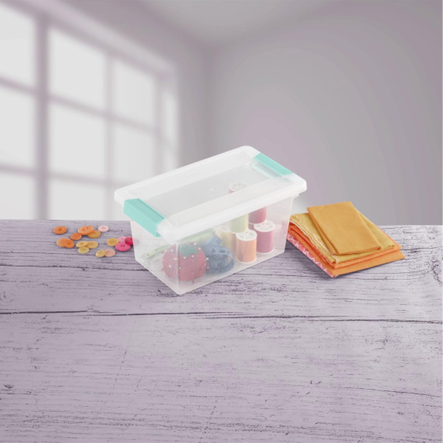Sterilite Medium Clip Box - Stackable Storage Bin with Latching Lid for Organizing Home & Office | Clear