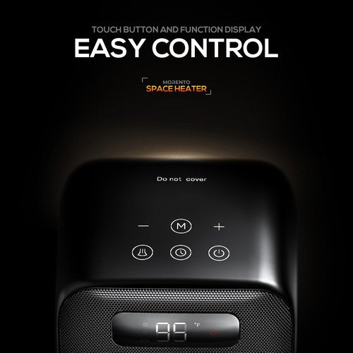 MORENTO Space Heater, Portable Space Heaters for indoor Use, Auto Temperature Control, LED Display Electric Heater, ECO Mode & 0-12H Timer, Quiet Heaters for Office, Bedroom, Home (Black, 1 Pack)