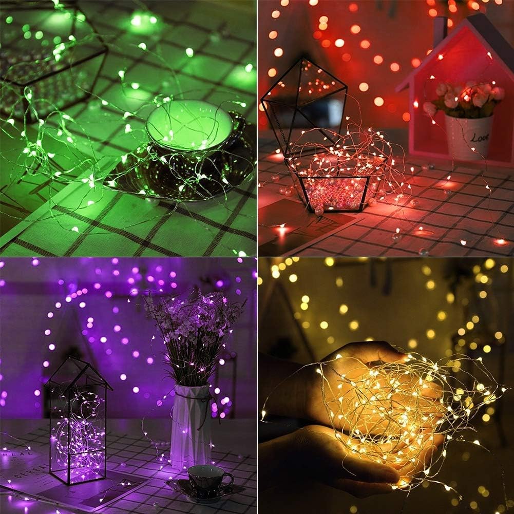 Twinkle Star Color-Changing Fairy Lights - 33Ft 100 LED Waterproof Mini String Lights | 16 Colors USB Silver Wire for Bedroom, Garden, Party, Wedding, Christmas Decor