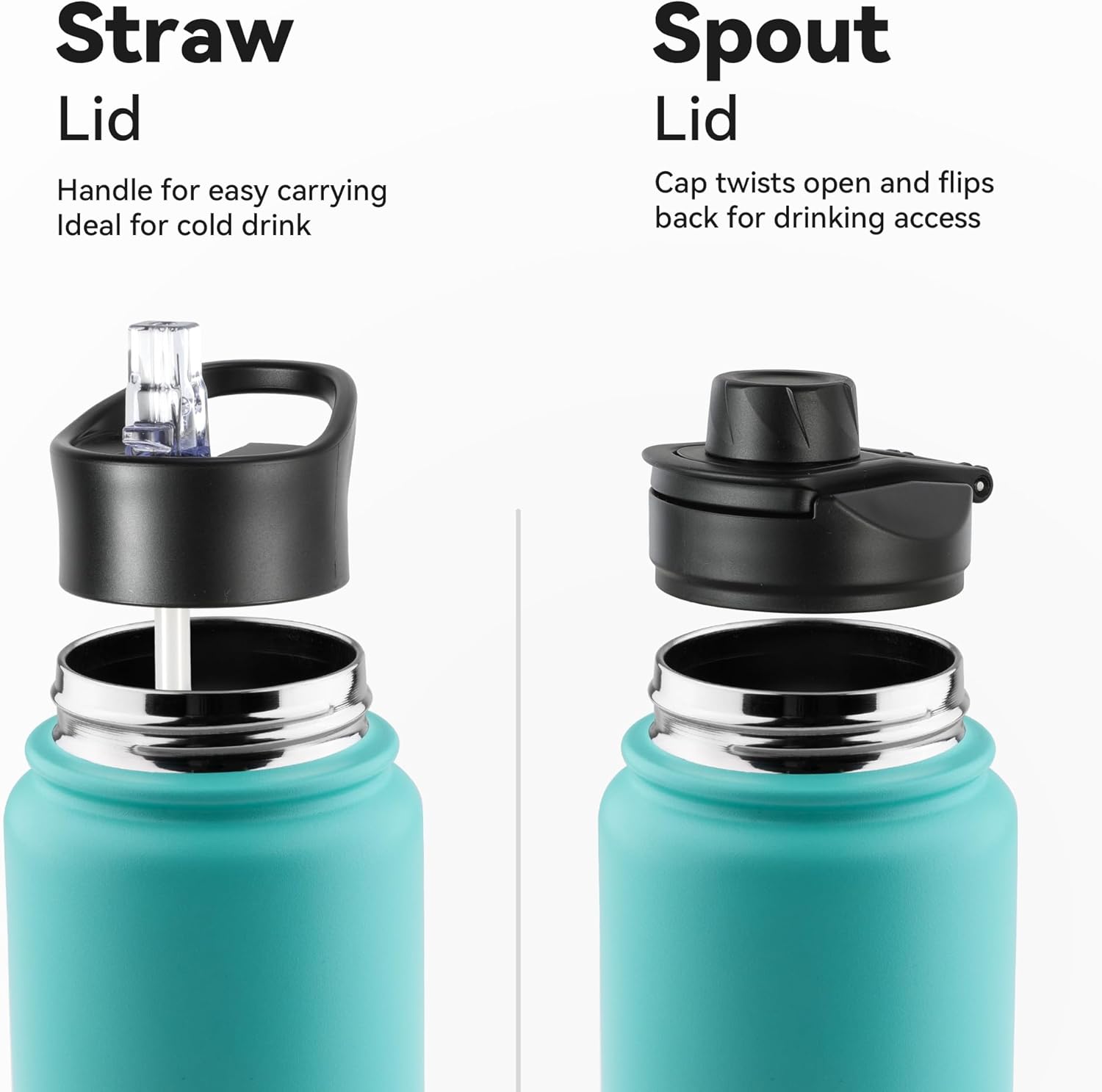 Skiennix 24oz Insulated Water Bottle - Stainless Steel with Straw Lid | Double Wall Vacuum for Hiking & Camping - Bubble Gum