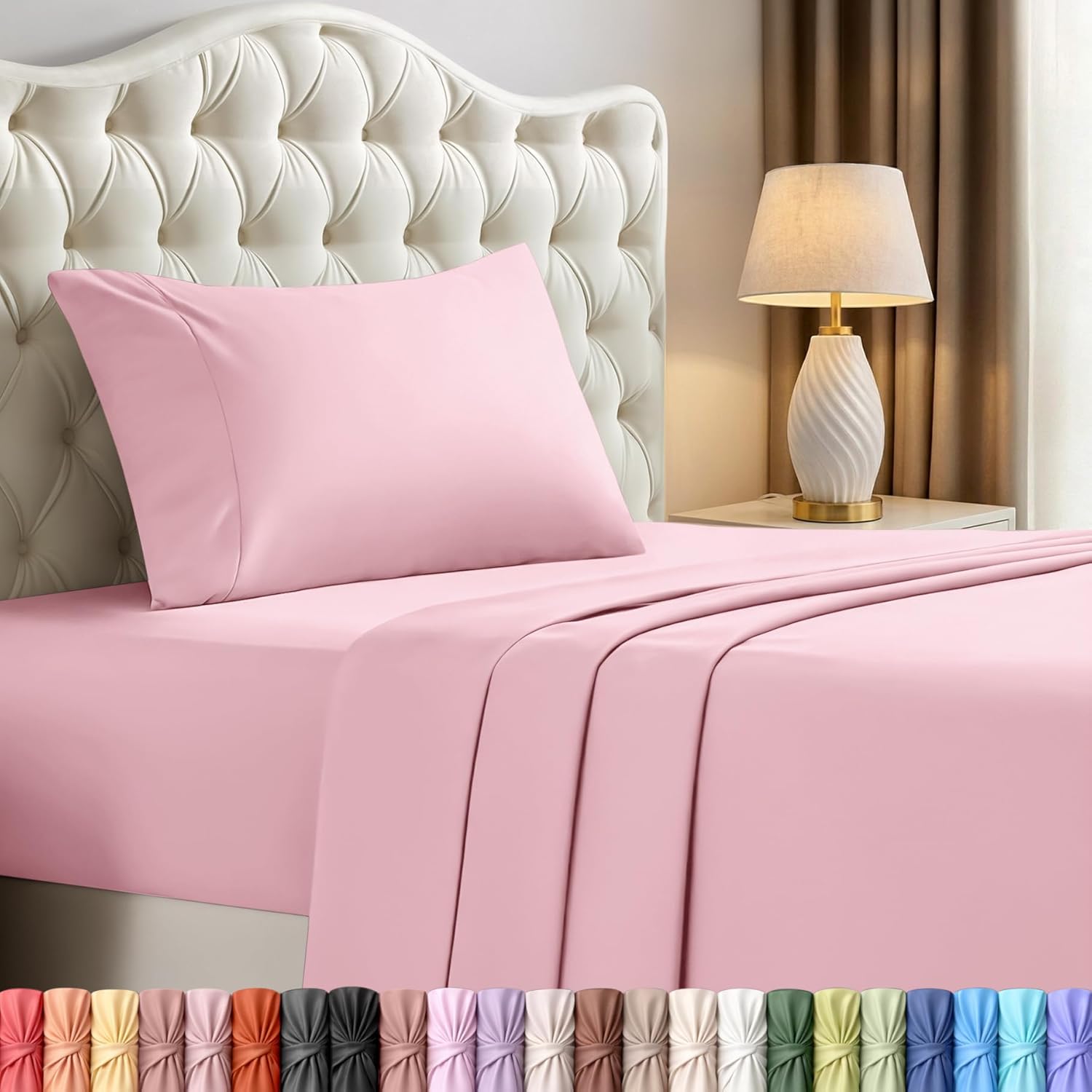 Utopia Bedding Twin Sheet Set - Soft & Breathable Microfiber, 3-Piece in Crystal Pink | Oeko-Tex Certified