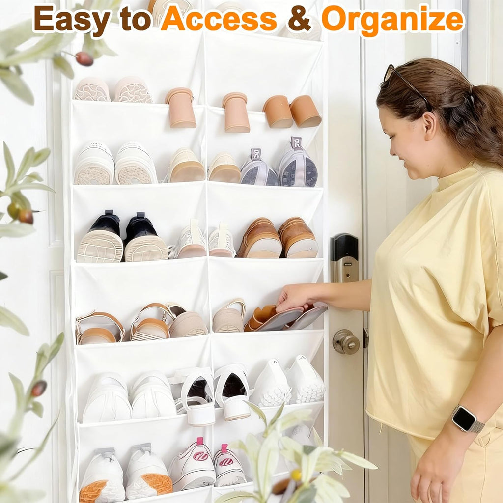 UVIAHOMI Over The Door Shoe Organizer - 10-Tier Clear Pocket Storage for Sneakers, Boots & Heels