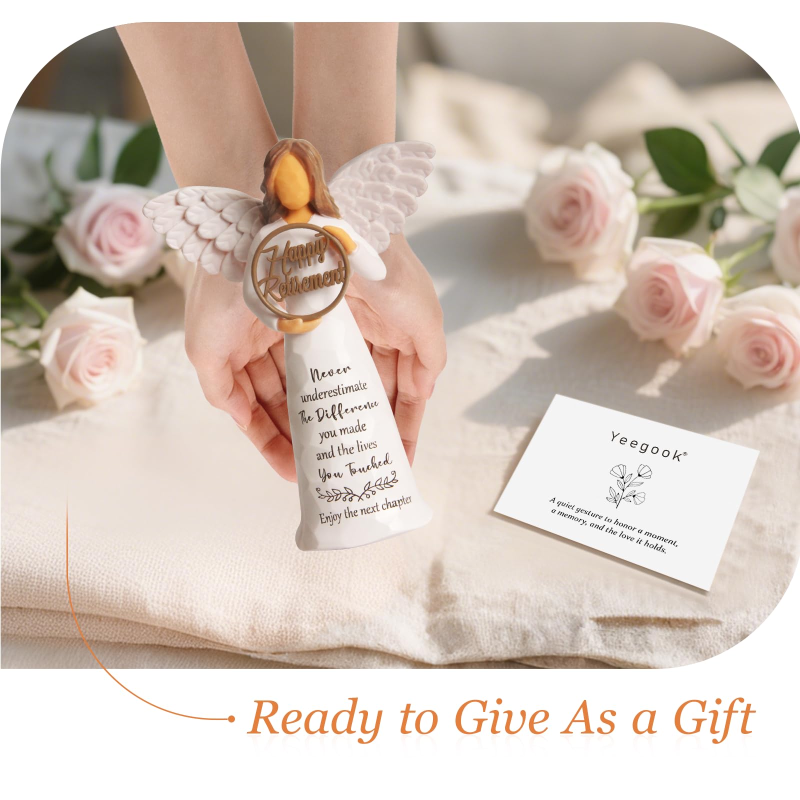 Yeegook Retirement Gift for Woman, Happy Retirement Gifts for Women Men Teacher Nurse Friend Coworker, Goodbye Farewell Retired Gifts, 6" Retirement Angel Figurine