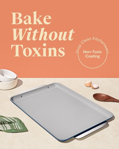 Caraway Non-Stick Ceramic Baking Sheet Duo - Eco-Friendly, PTFE & PFOA Free - Large (18" x 13") - Slate Color