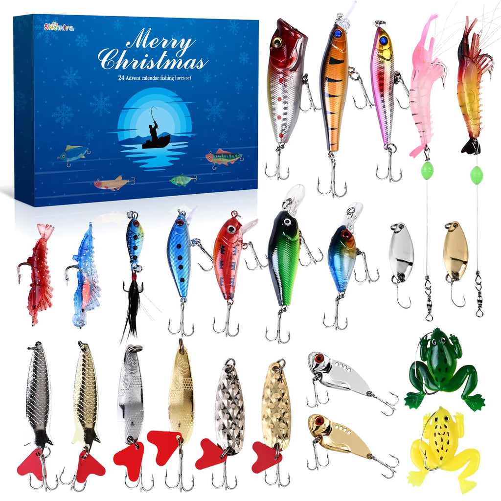 Shemira Fishing Advent Calendar 2025, Fishing Lure Advent Calendar 2025, Advent Calendars' 2025 Adult for Men, 24 Days Christmas Countdown Advent Calendar