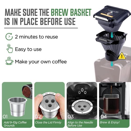 Ninja Reusable Coffee Pod: VIVI SKY Upgraded Stainless Steel Refillable Ninja K Cups - 3 Holes Coffee Filters For Ninja Coffee Maker CFP201 CFP301 CFP305 CFP307 CFP400 CFP300 (4 Pack)