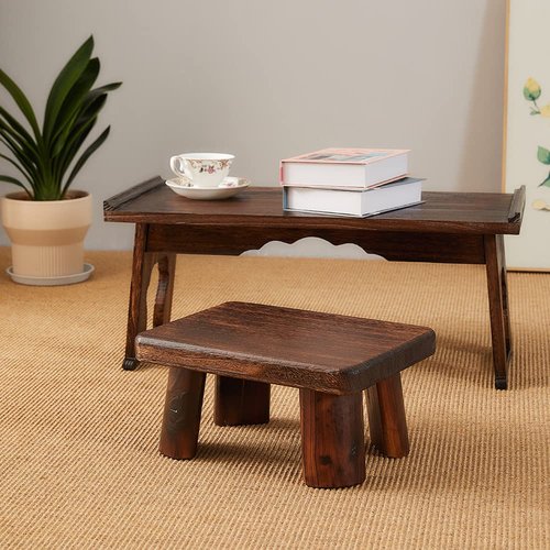 SINOBEST Wooden Stool, Rectangular Bedside Step Stool, Step Ladder for Kitchen & Bathroom, Foot Rest Stool Under Desk, Super Sturdy Hold Up to 500 LBS