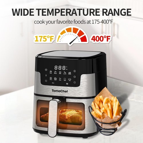 Air Fryer 10-in-1 by [Brand Name] - 5.3QT Compact Oil-Free Cooker with Digital Control | Healthy Cooking, Black