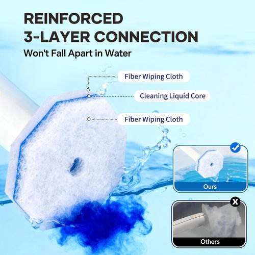 80 Toilet Wand Refills Fits for Clorox Toilet Wand,Upgrade 3-Layer Disposable Bowl Cleaner Refills for Bathroom Cleaning,3X Cleaning Power,No Falling Apart