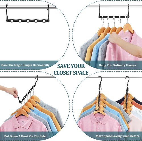 AMKUFO Closet Organizers - 12 Pack Space-Saving Hangers for Efficient Dorm Room Storage | Perfect for Small Apartments