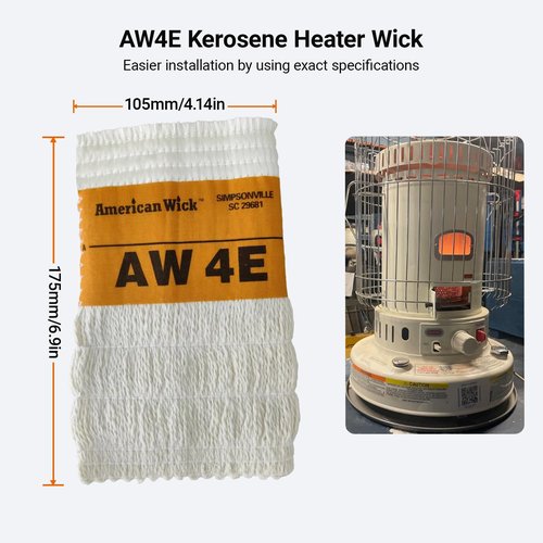 AW4E Kerosene Heater Wick Replacement - Fits for Sengoku HMN-110, KeroHeat CTN-110, Heatmate HMN-110, Mega Heat MGN-110 -Replace for American Wick #4E- Easy Install, Clean Burn, No Trimming Needed