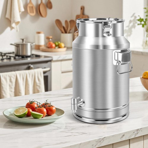 Togarhow 304 Stainless Steel 20 Liter Milk Can, 5.25 Gallon Wine Pail Bucket with Spigot and Sealed Lid, Heavy Duty