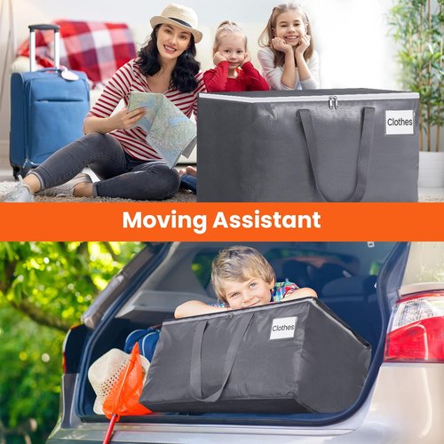 BlissTotes Large Storage Bags - Heavy Duty Moving Bags with Zippers & Handles | 93L, 6 Pack