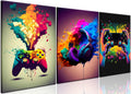Skiennix Gaming Room Decor - Set of 3 Framed Canvas Posters for Boys' Bedrooms | 16x24 in