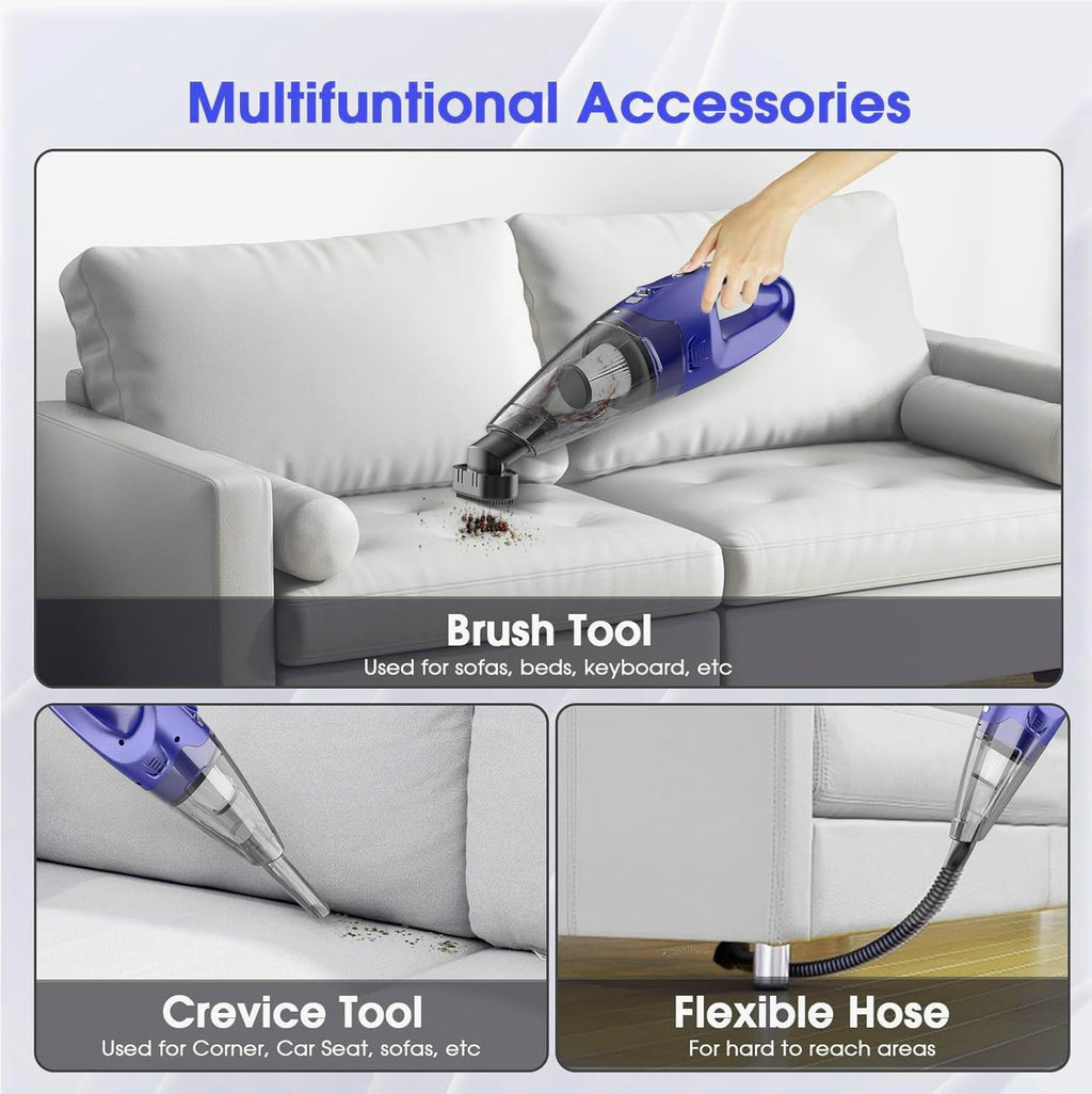 YOOHI Cordless Handheld Vacuum – 6000Pa Mini Cleaner with LED Light, 20-25 Min Runtime, USB Charging, 500ML Capacity