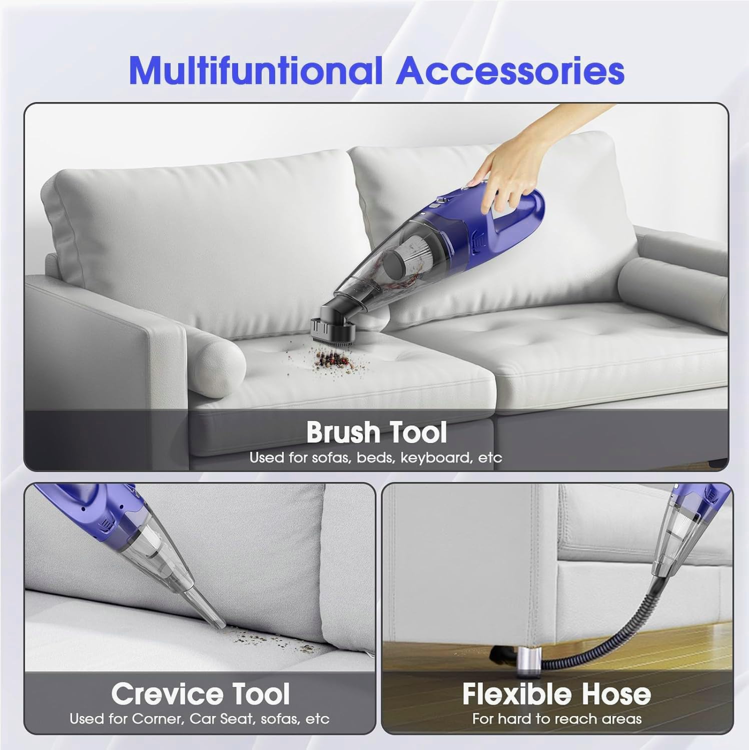 YOOHI Cordless Handheld Vacuum – 6000Pa Mini Cleaner with LED Light, 20-25 Min Runtime, USB Charging, 500ML Capacity