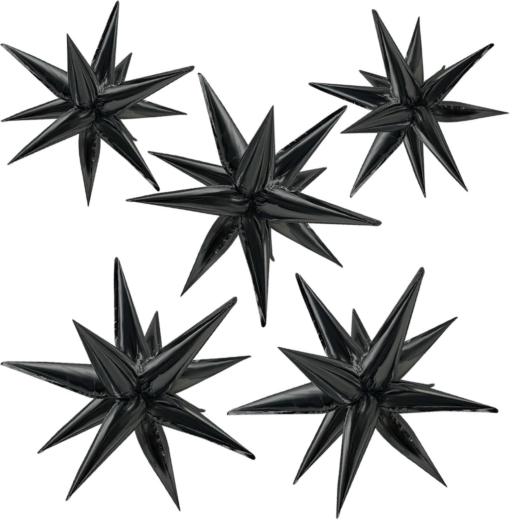 Star Balloons | 60Pcs Black Foil Balloons - 12" Spike Mylar Cone for Halloween & Party Decor