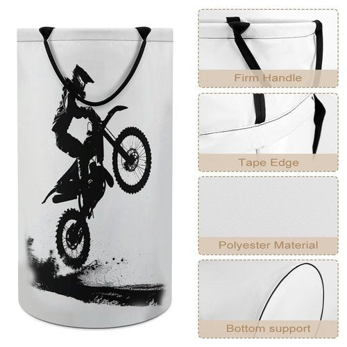 Dirt Bike Motocross Rider Large Laundry Basket Laundry Hamper Bag Washing Bin Collapsible Tall With Handles Travel Bathroom