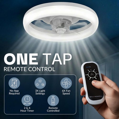 CannonX 14” Low Profile Fandelier Ceiling Fans with Lights and Remote, Flush Mount Light Fixture Chandelier Fan for Bedroom, Kitchen, Reversible Motor with 6 Speeds, 3 CCT 3500K-5500K - White