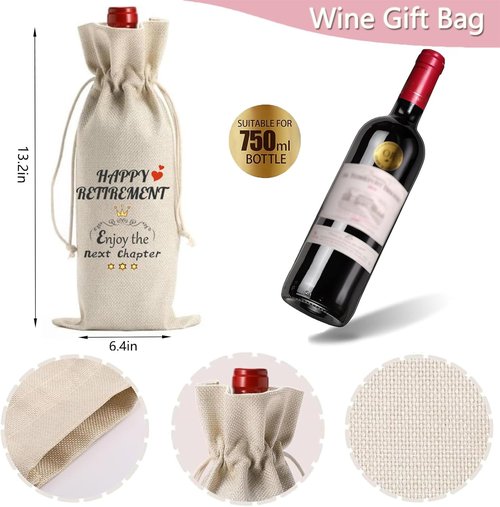 2026 Retirement Gifts for Women, Personalized Art Words Red Wine Glass Set, Pink Gift Package with Goblet, Key Chain, Wine Bag, and Farewell Card for Retired Woman