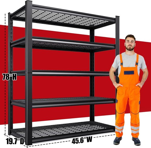 Heavy Duty Metal Shelving Unit by Set of 4 | Adjustable 5-Tier Storage Rack - 3000 lbs Capacity, 78"x46"x20"