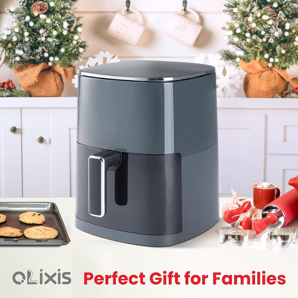 OLIXIS 6 Quart Air Fryer - 12-in-1 Multi-Function Cooking with Window | Grey Finish
