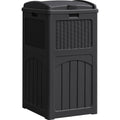 YESHOMY 33 Gallon Resin Outdoor Trash Can with Lid, Hideaway Waterproof Patio Garbage Bin, Black
