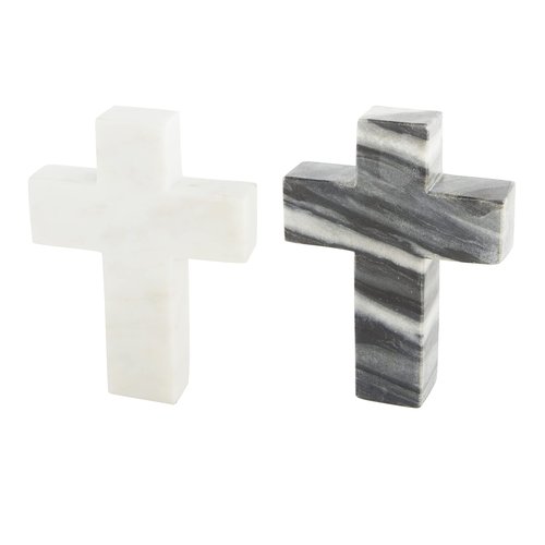 Mud Pie Marble Cross, Gray, 6" x 4.5"