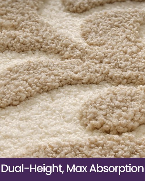 DEXI Bathroom Rug 24x24, Non Slip Washable Bath Mat, Absorbent Soft Microfiber Bathmat, Floral Plant Square Carpet for Shower Floor, Beige