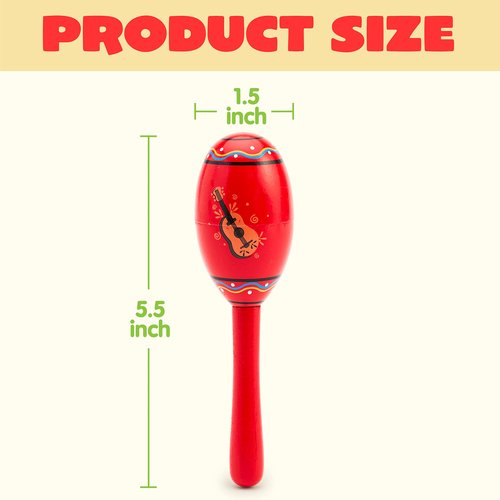 JOYIN 24 Mini Wooden Fiesta Maracas 6 Designs Noisemaker for Mexican Fiesta, Cinco De Mayo Party Favors, Musical Fun, Birthday Parties, Luau Party, Carnivals, Taco Tuesday Event