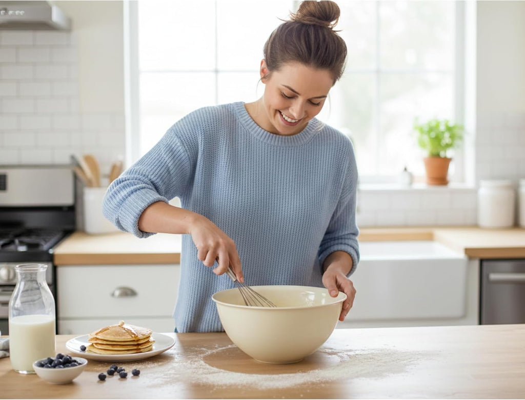 Tribello 5-Quart Mixing Bowls - Versatile Plastic Salad & Serving Bowls - Set of 4 (Colors May Vary)