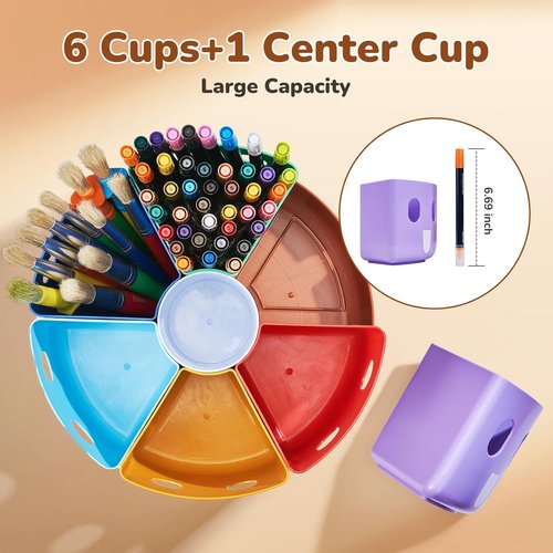 GAMENOTE Rotating Art Supplies Organizer - Lazy Susan for Kids' Desk & Classroom Storage | Large Size