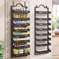 Freexployer 8-Tier Over The Door Pantry Organizer, Large 2 IN 1 Wall Mount or Hanging Spice Rack, Pantry Door Organizer and Storage with Adjustable Basket, Door Spice Rack for Pantry, Black