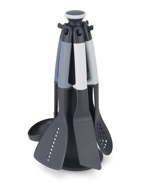 Joseph Joseph Elevate Carousel Nylon Kitchen Utensil Set with Rotating Storage Stand, 6-piece, Sky