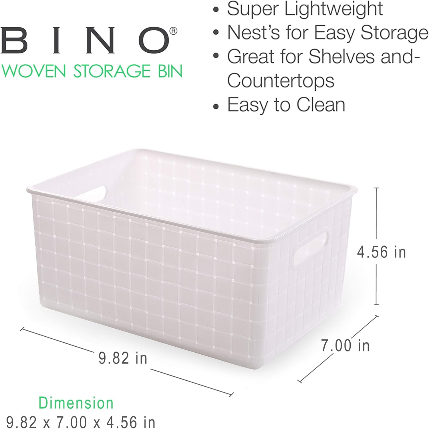 BINO Plastic Basket - Small White 5-Pack | Rectangular Cabinet Organizer for Efficient Storage