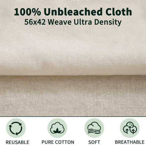 Grade 100 Cheesecloth - Precut Unbleached Cotton for Straining | 15 Pack with Hemmed Edges, 10 pcs 20x20 & 5 pcs 15x15